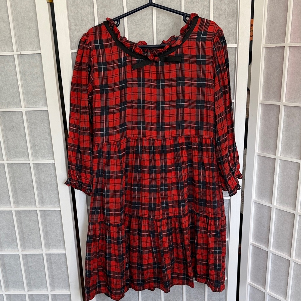 Girl’s Tuk Tuk Plaid Red and Black Kids Dress Size 5-6